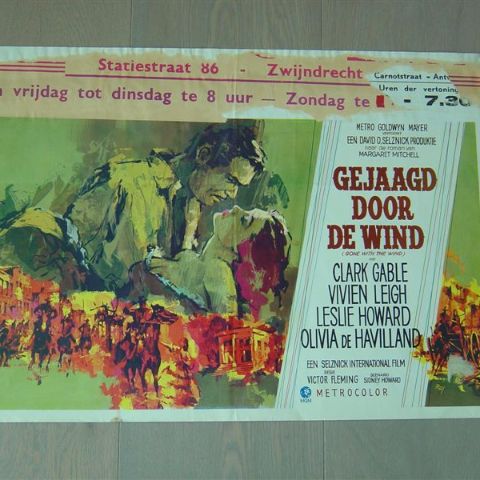 'Gejaagd door de wind' (Gone with the wind-reissue) Belgian affichette